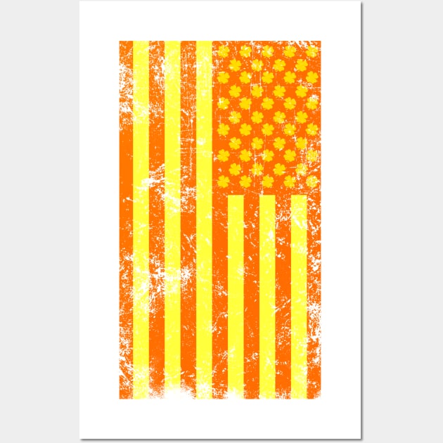 Irish American Shamrock Flag (Orange) Wall Art by Roufxis